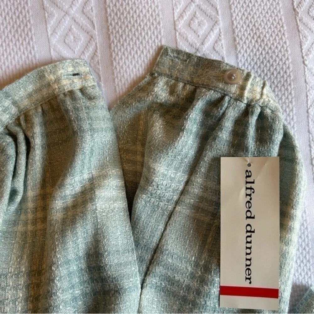 Vintage NWT‎ Alfred Dunner Aqua and Cream Blazer Jacket  and Skirt Suit Size 8